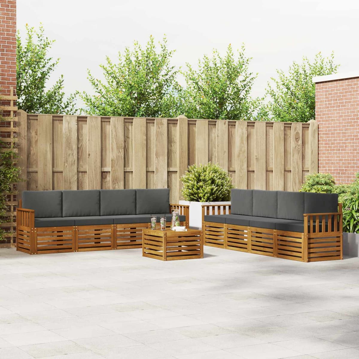 9-Piece Outdoor Sofa Set in Solid Acacia Wood