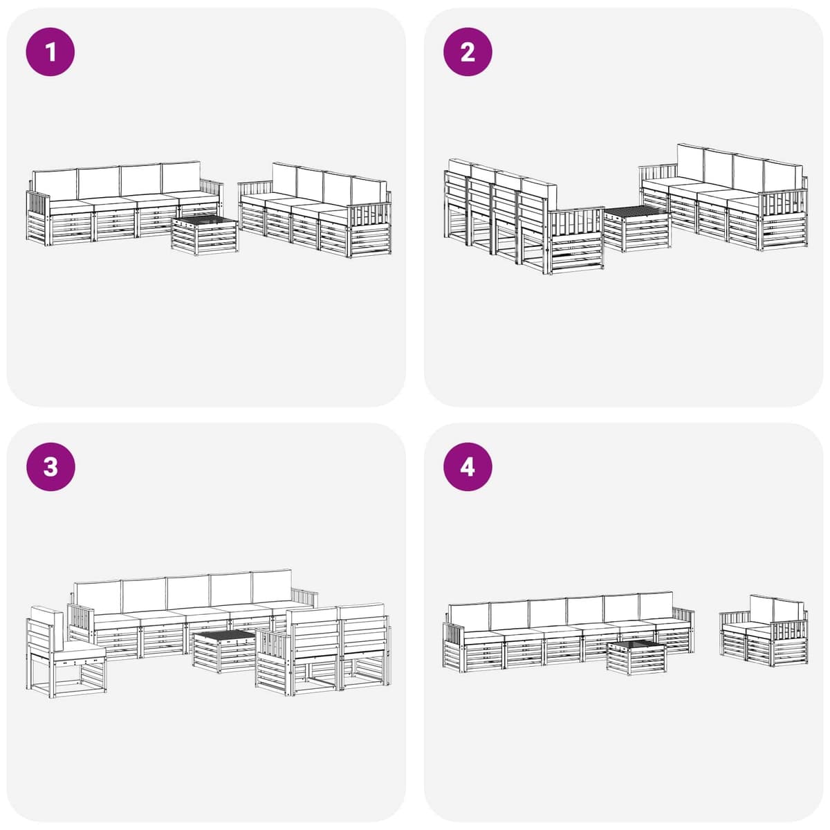 9-Piece Outdoor Sofa Set in Solid Acacia Wood