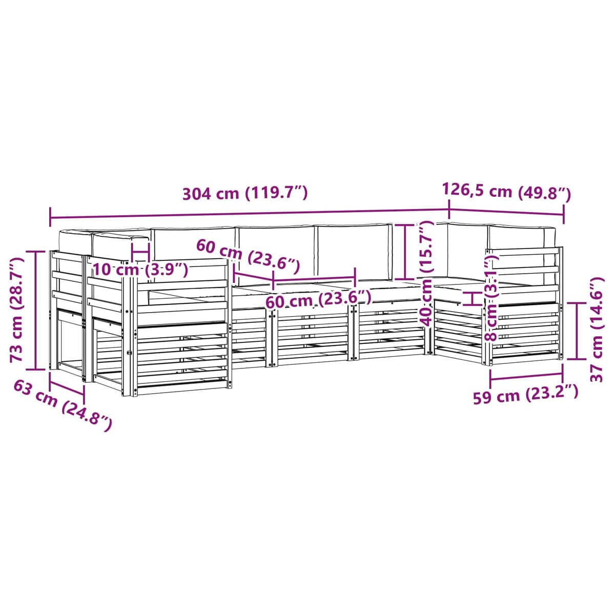 7-Piece Outdoor Sectional Sofa Set for Patios