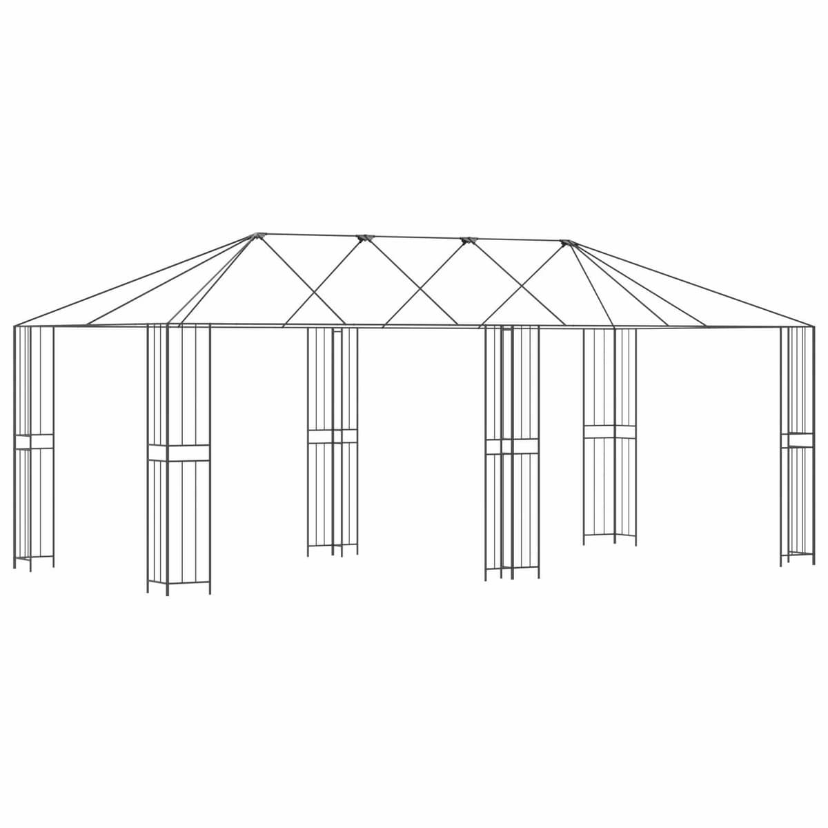 6 x 3 m Black Steel Gazebo Frame for Outdoors