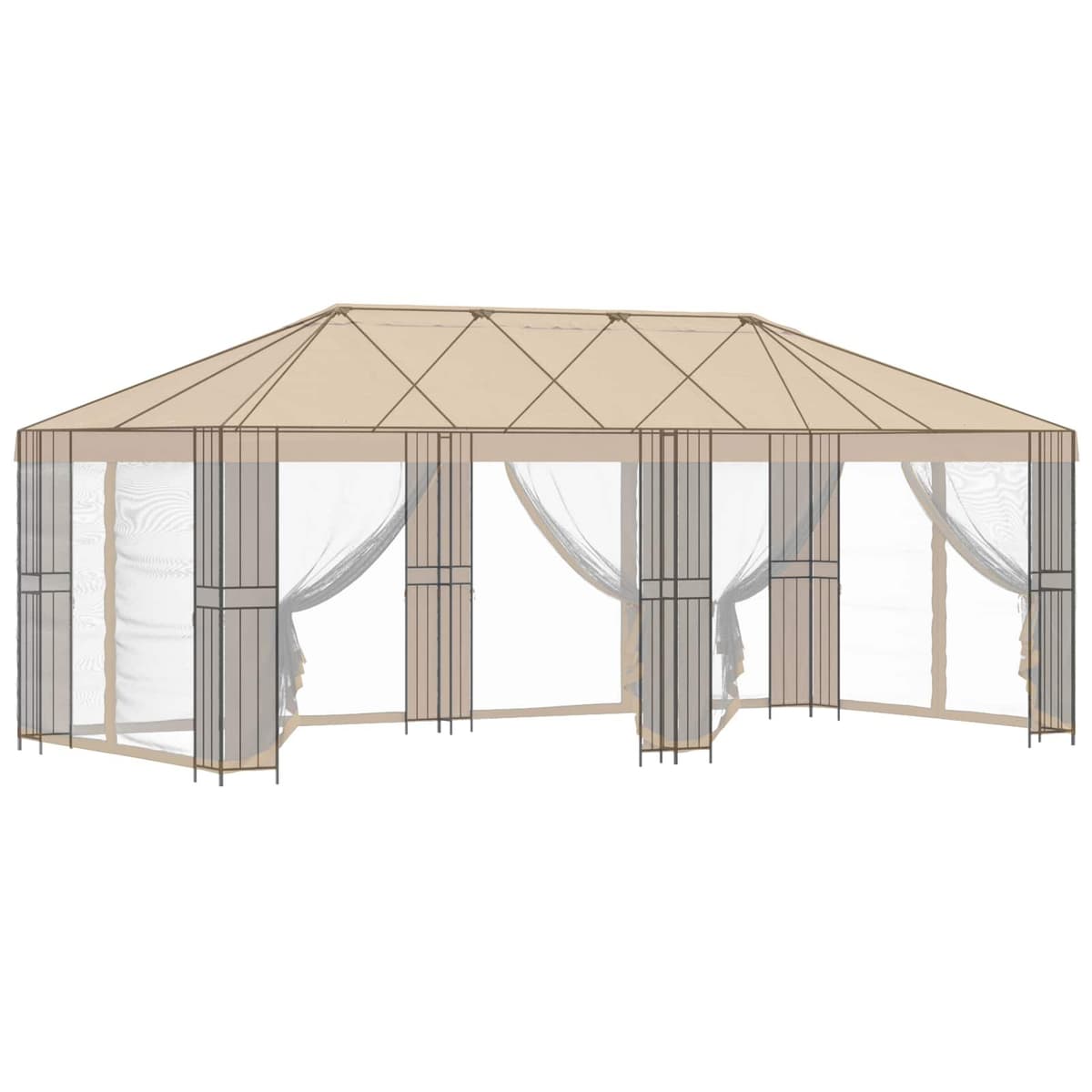 6 x 3 m Black Steel Gazebo Frame for Outdoors