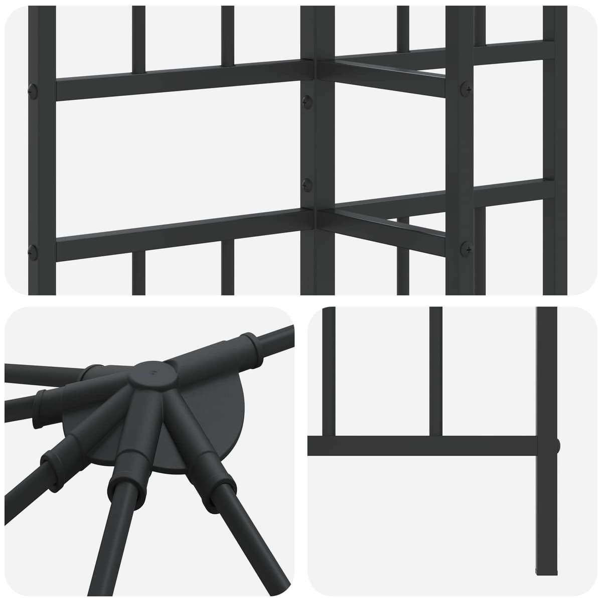 6 x 3 m Black Steel Gazebo Frame for Outdoors