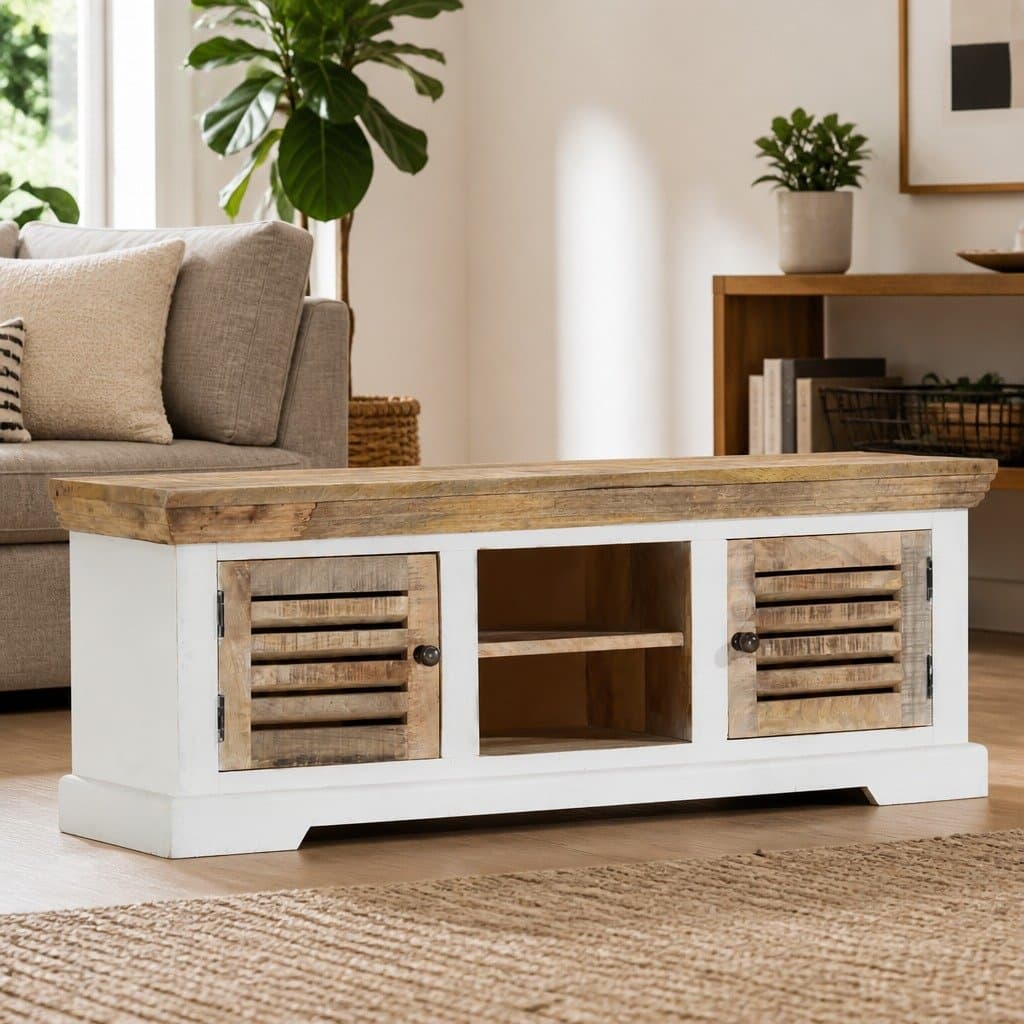 Solid Wood Mango TV Cabinet 110x30x40 cm for Storage