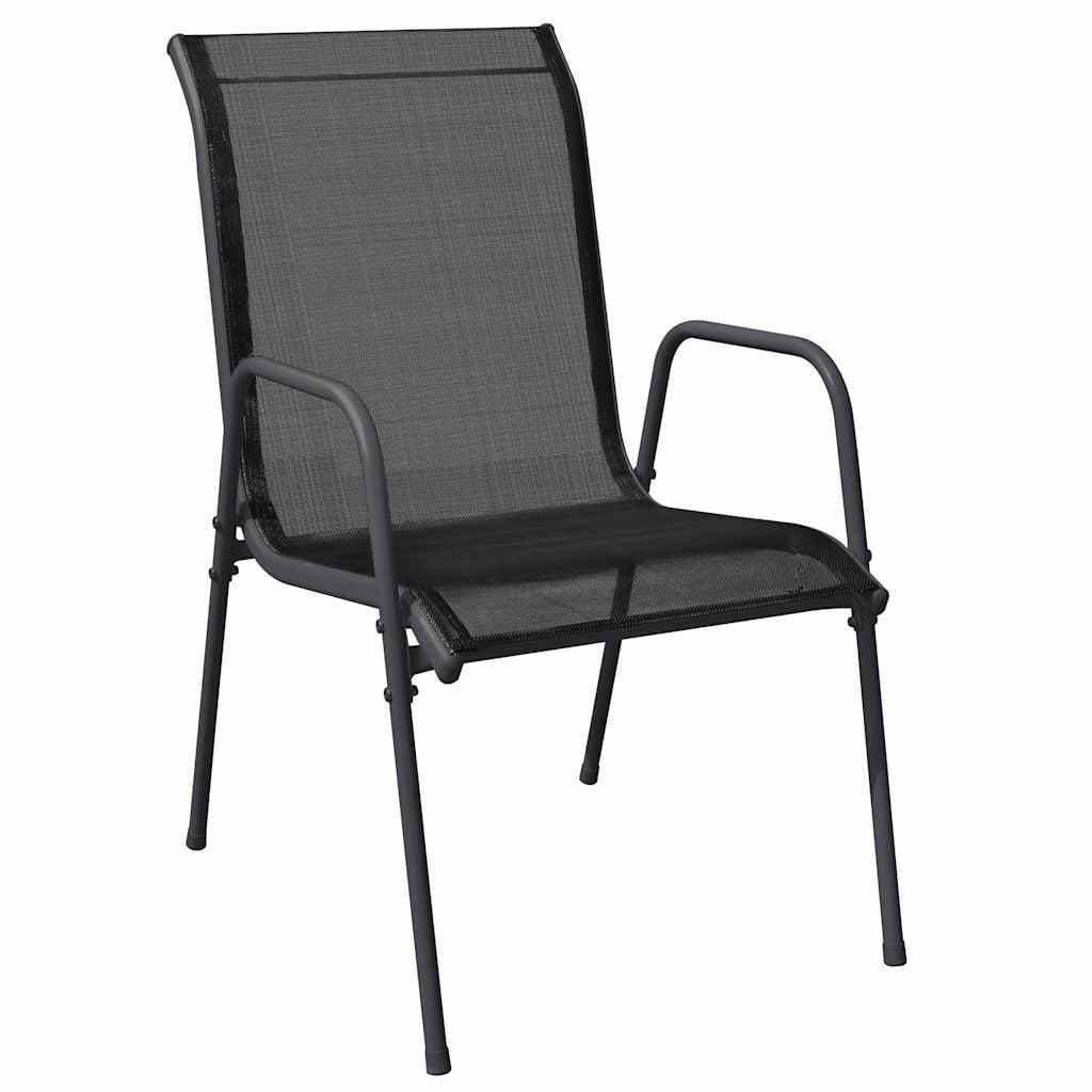 5 Piece Black Steel Frame Outdoor Dining Set