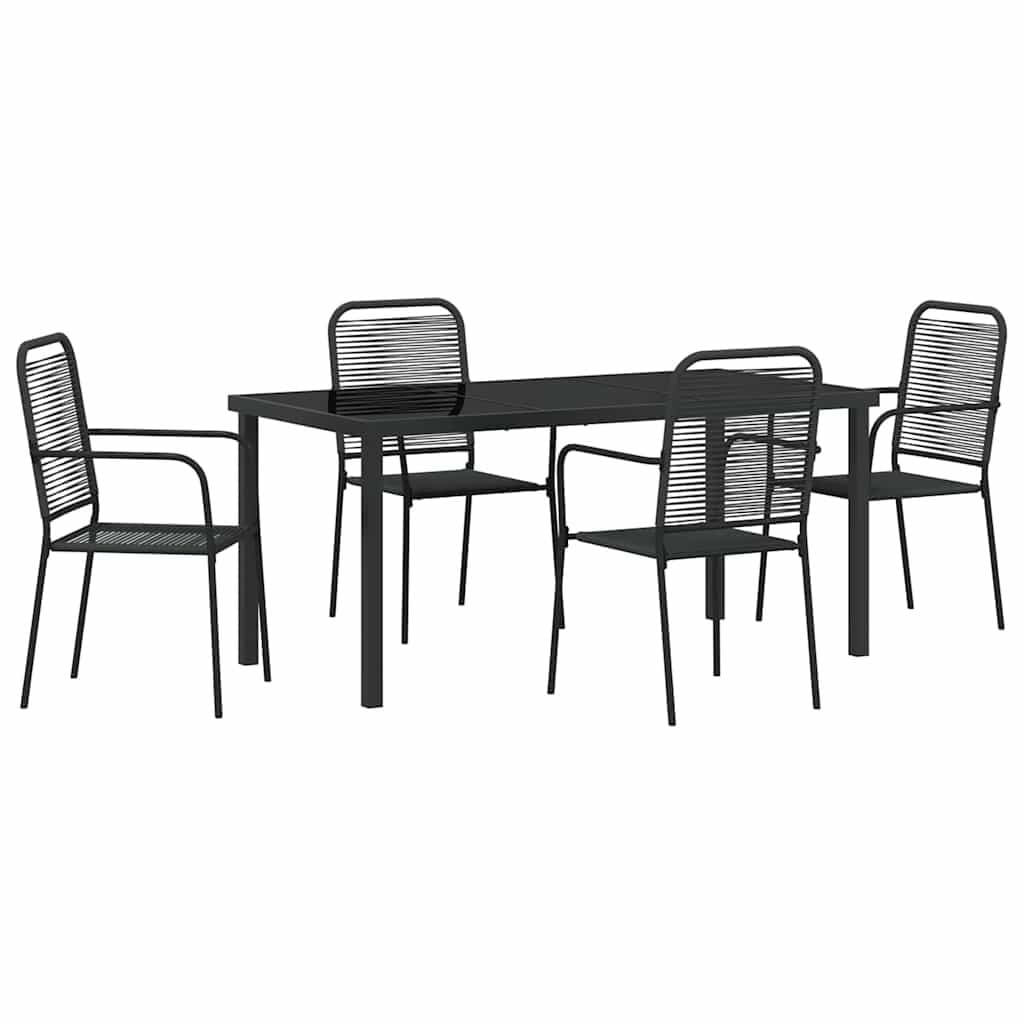 5-Piece Black Steel Garden Dining Set for Outdoor Spaces