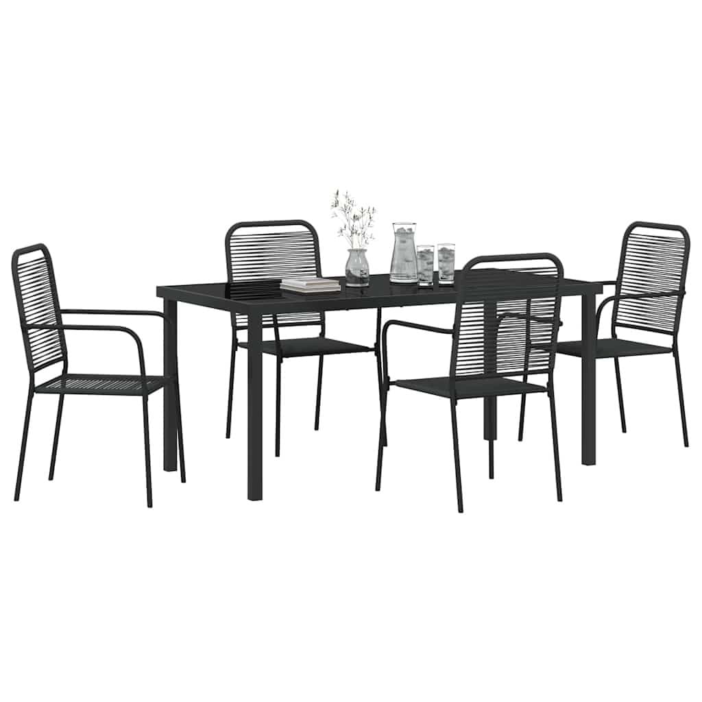 5-Piece Black Steel Garden Dining Set for Outdoor Spaces