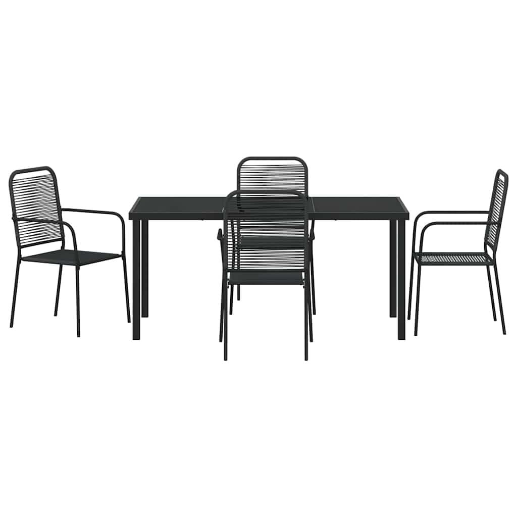 5-Piece Black Steel Garden Dining Set for Outdoor Spaces
