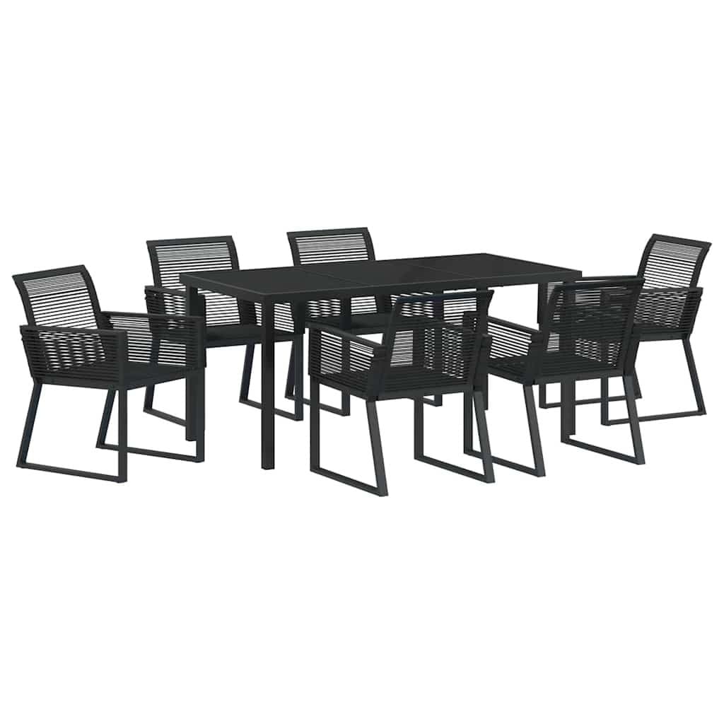 7-Piece Garden Dining Set in Black Steel