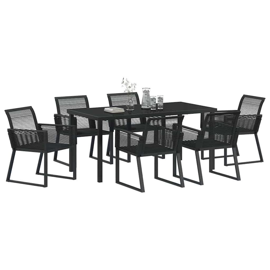 7-Piece Garden Dining Set in Black Steel