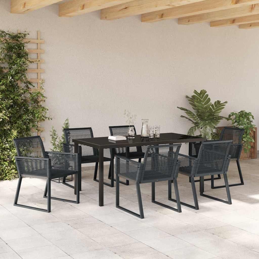 7-Piece Garden Dining Set in Black Steel