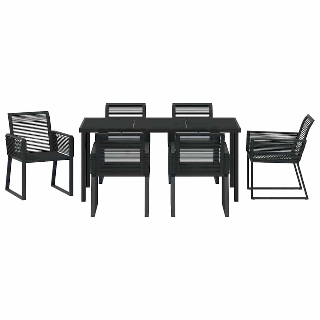 7-Piece Garden Dining Set in Black Steel