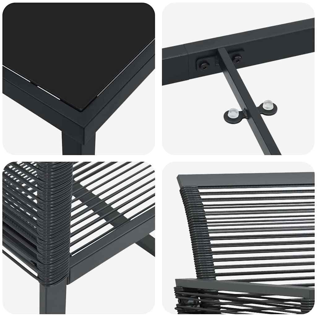 7-Piece Garden Dining Set in Black Steel