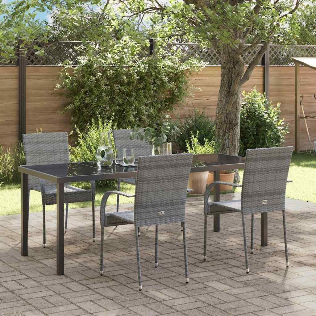5-Piece Grey Steel Frame Garden Dining Set