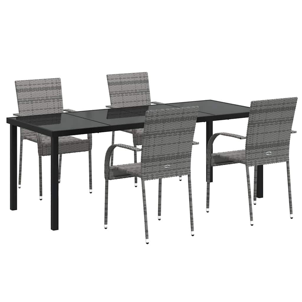 5-Piece Grey Steel Frame Garden Dining Set