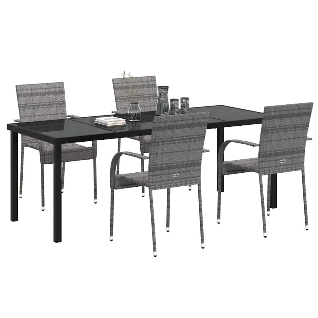 5-Piece Grey Steel Frame Garden Dining Set
