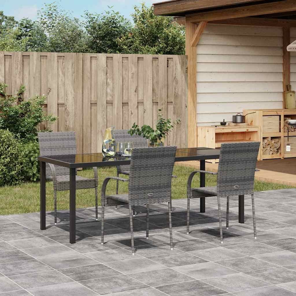5-Piece Grey Steel Frame Garden Dining Set