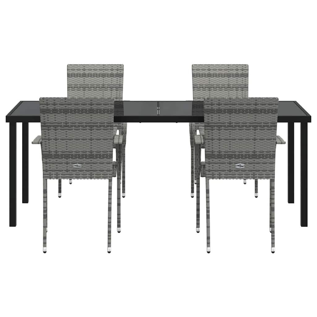 5-Piece Grey Steel Frame Garden Dining Set