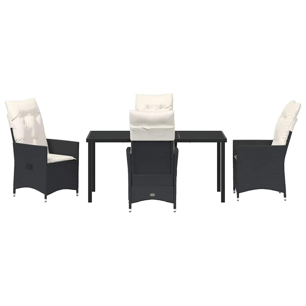 5-Piece Black Poly Rattan Outdoor Garden Dining Set