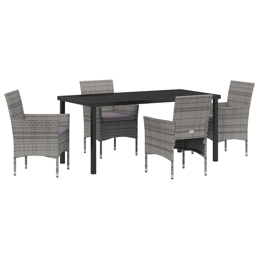 Grey Poly Rattan 5-Piece Outdoor Dining Set