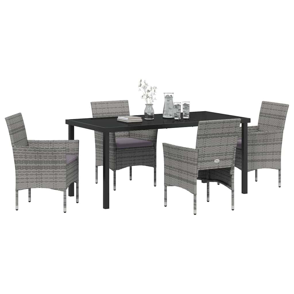 Grey Poly Rattan 5-Piece Outdoor Dining Set
