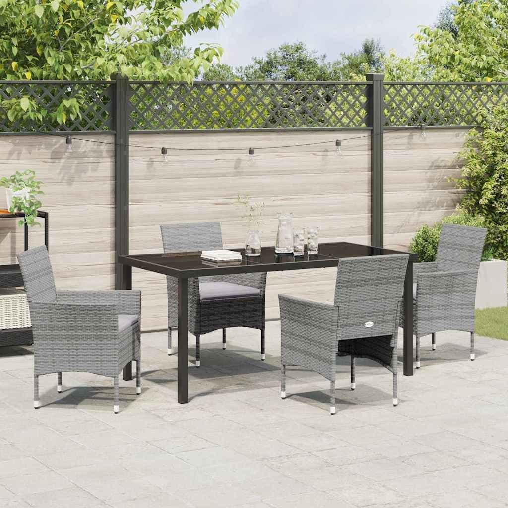 Grey Poly Rattan 5-Piece Outdoor Dining Set
