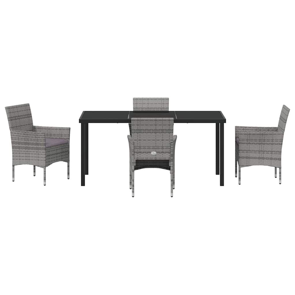 Grey Poly Rattan 5-Piece Outdoor Dining Set