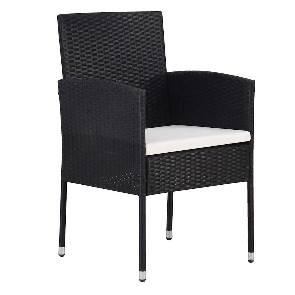 Black Poly Rattan Garden Dining Set 5 Pcs