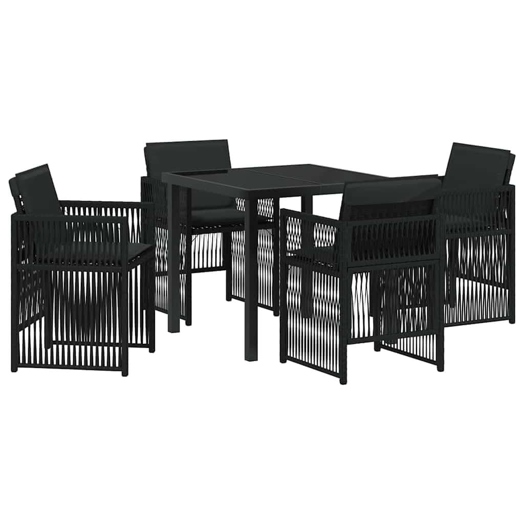 Black Steel 5-Piece Garden Dining Set for Outdoor Spaces
