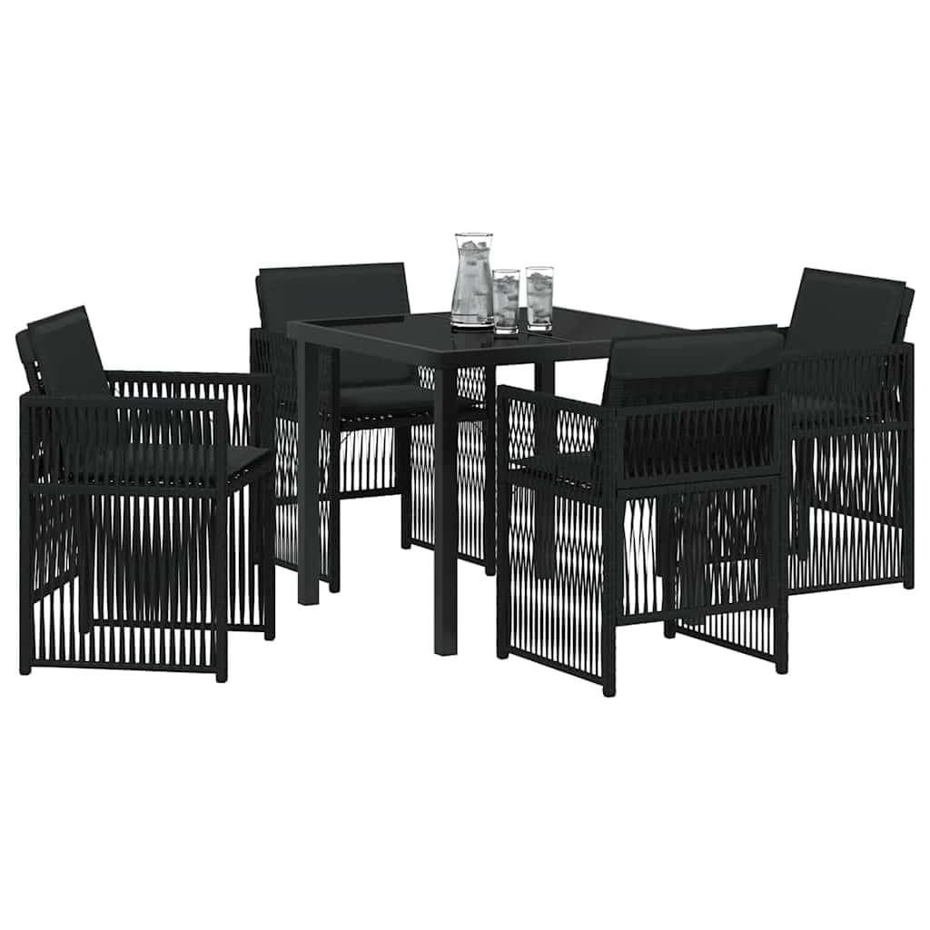 Black Steel 5-Piece Garden Dining Set for Outdoor Spaces