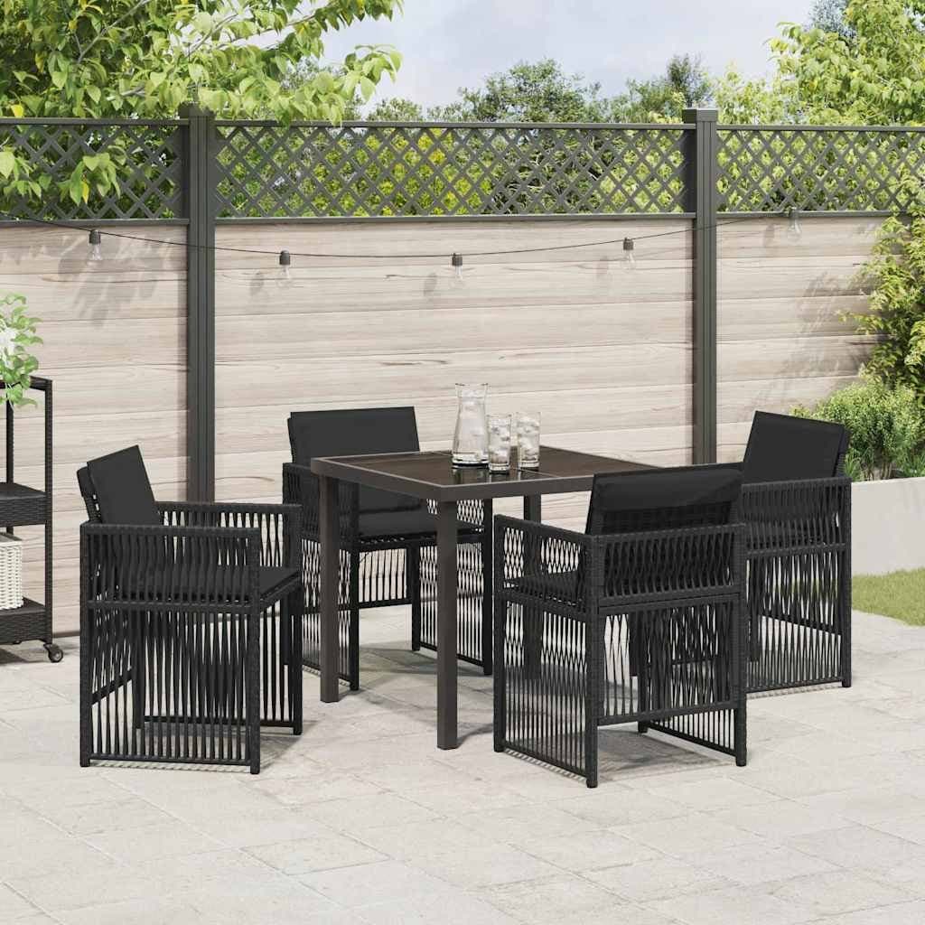 Black Steel 5-Piece Garden Dining Set for Outdoor Spaces