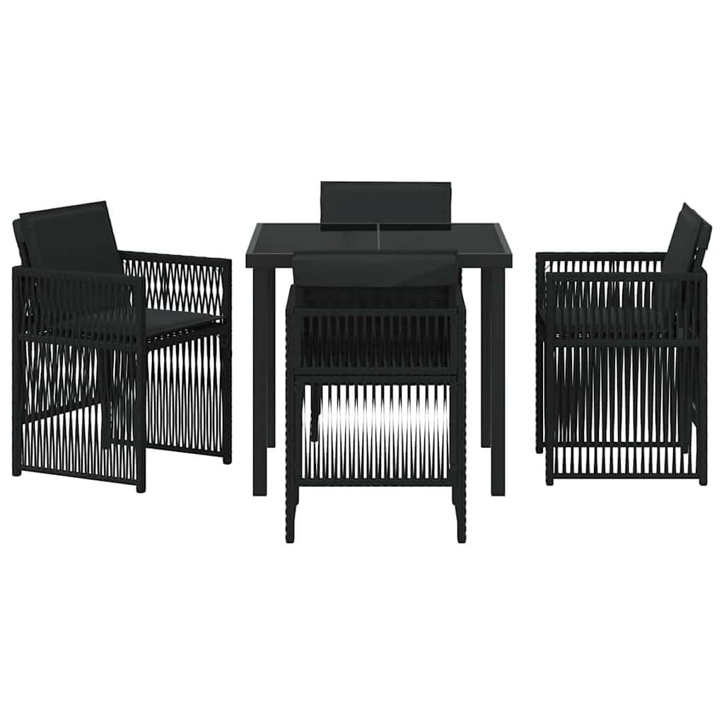 Black Steel 5-Piece Garden Dining Set for Outdoor Spaces
