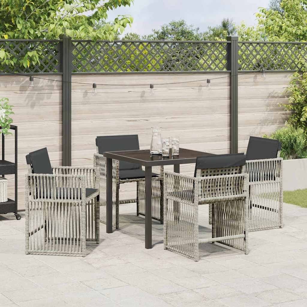 5-Piece Garden Dining Set with Cushions in Light Grey