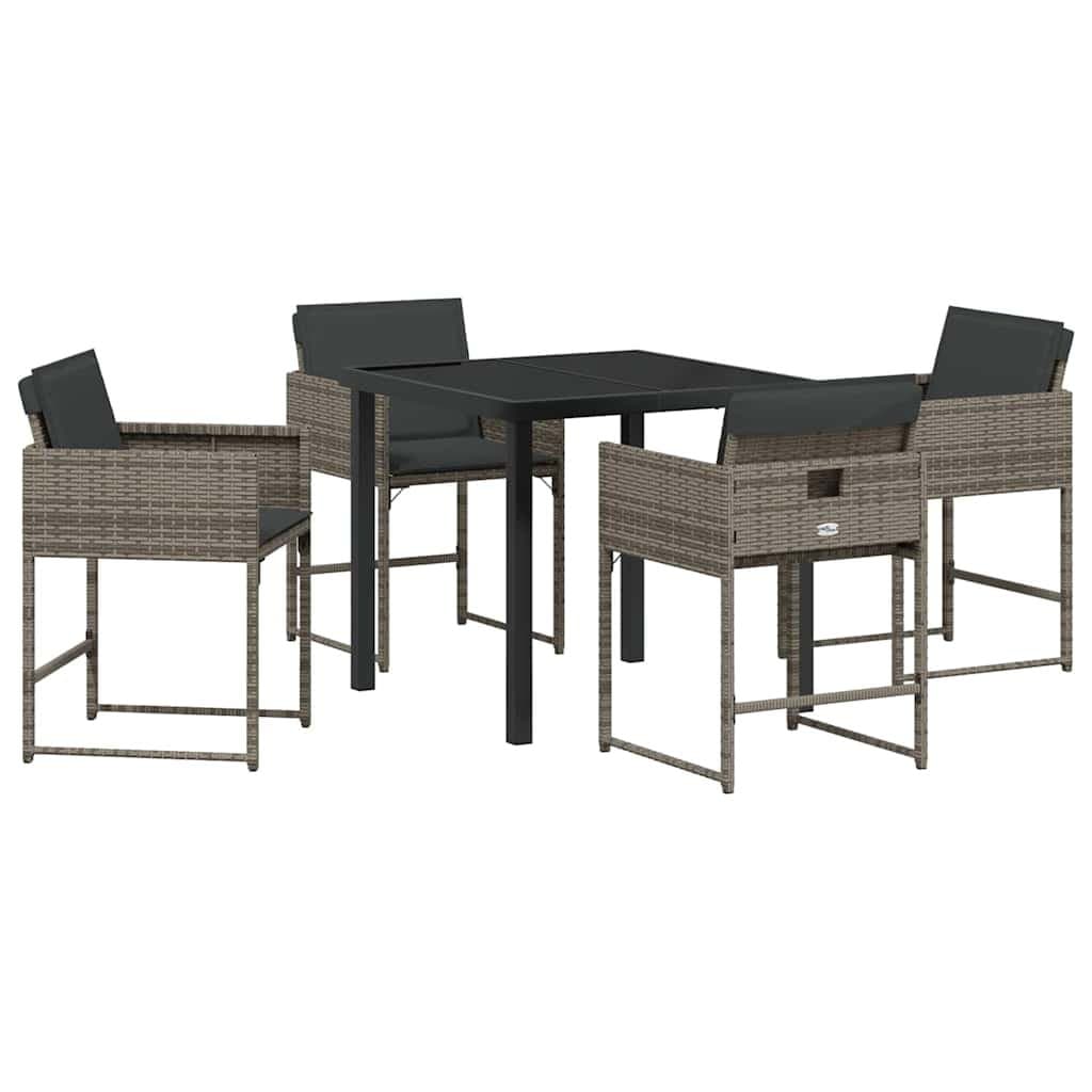 5-Piece Garden Dining Set in Grey Rattan