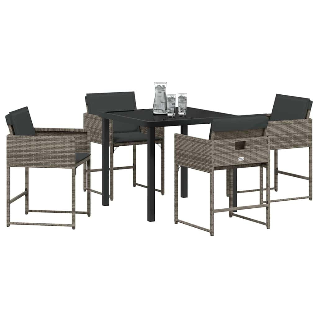 5-Piece Garden Dining Set in Grey Rattan