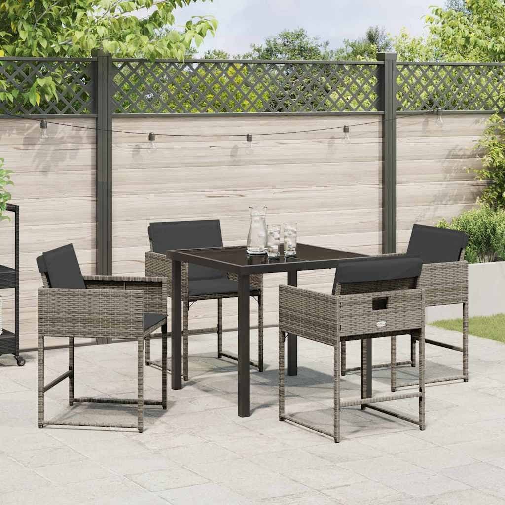 5-Piece Garden Dining Set in Grey Rattan