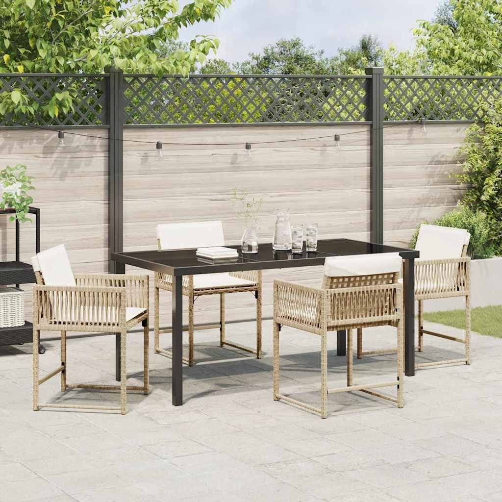 5-Piece Outdoor Dining Set in Beige Poly Rattan