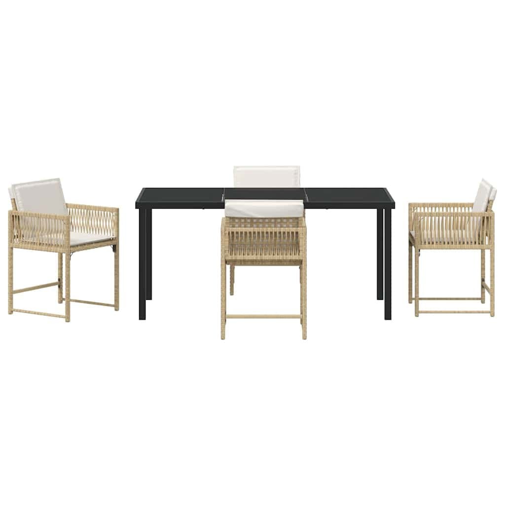 5-Piece Outdoor Dining Set in Beige Poly Rattan
