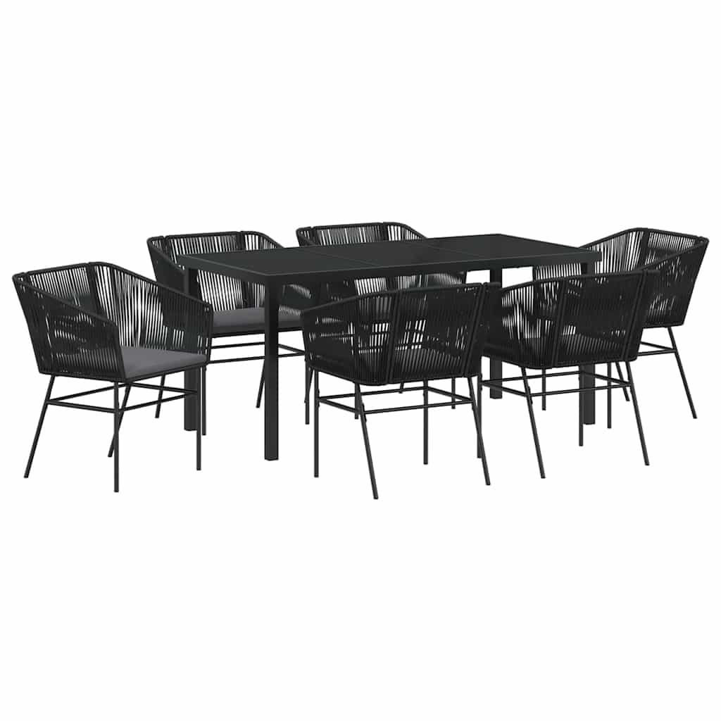 7-Piece Black Steel Garden Dining Set for Outdoor Spaces