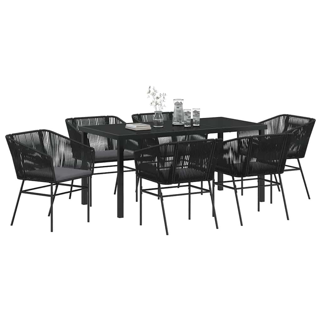 7-Piece Black Steel Garden Dining Set for Outdoor Spaces