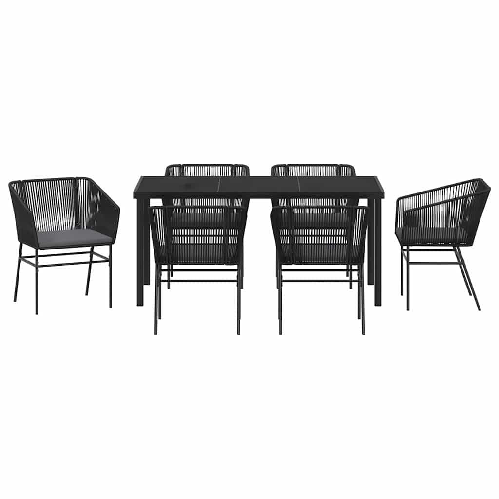 7-Piece Black Steel Garden Dining Set for Outdoor Spaces