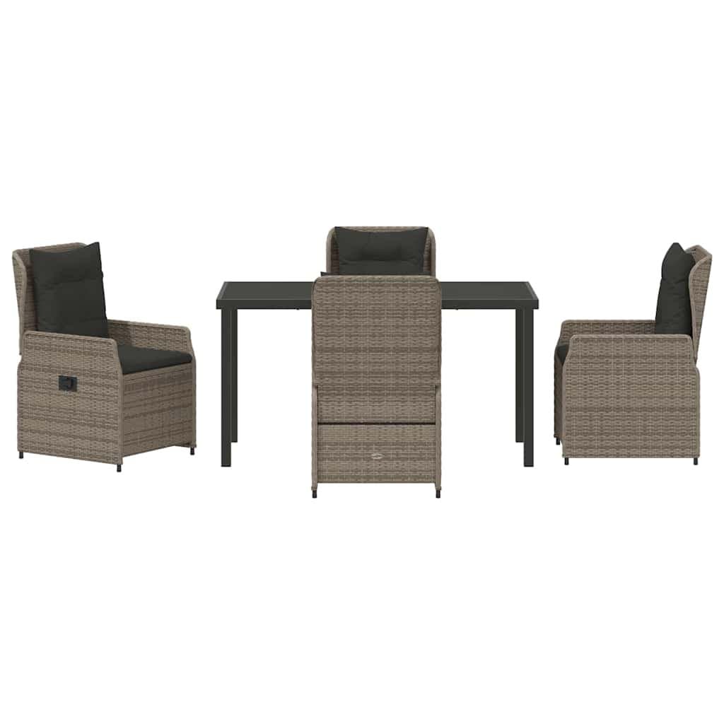Grey 5 Piece Garden Dining Set with Poly Rattan