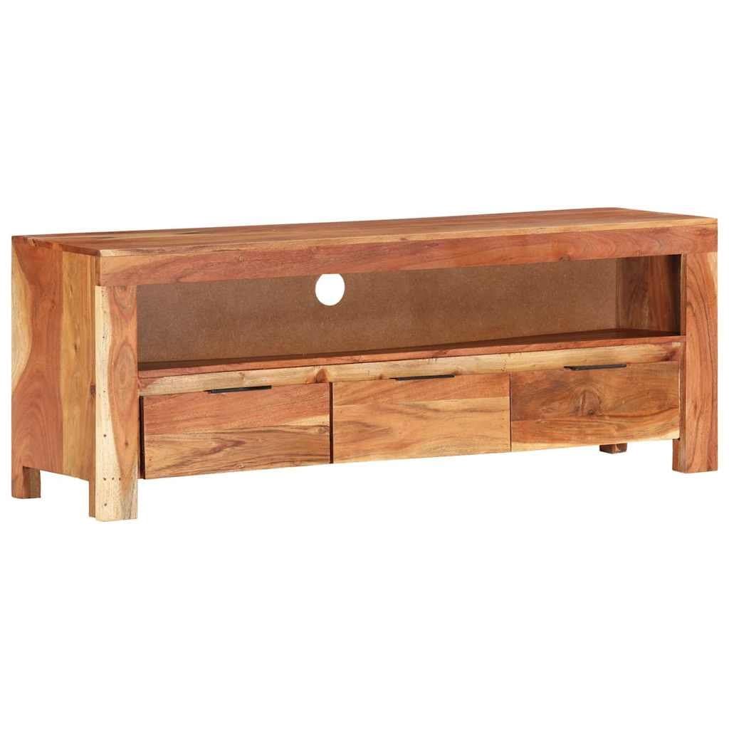 Solid Acacia Wood TV Cabinet 110x30x40 cm in Brown