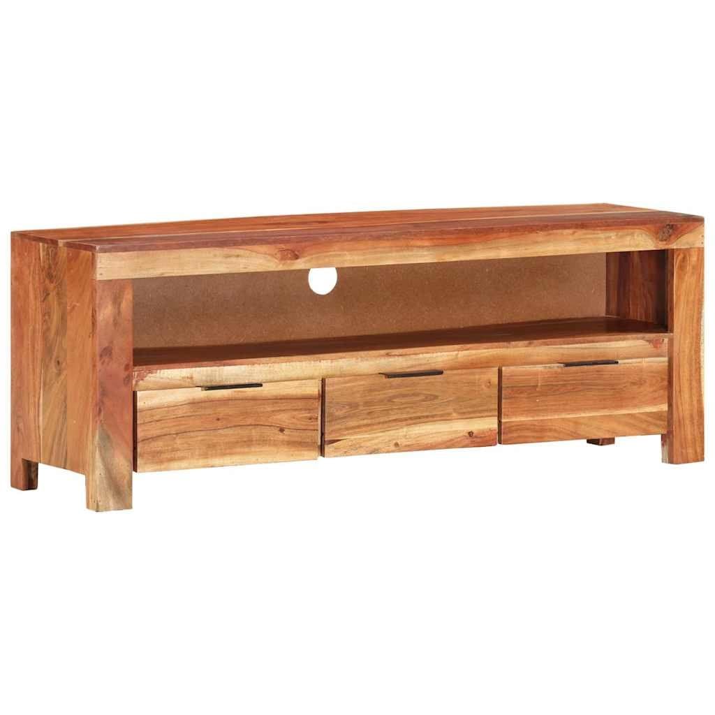 Solid Acacia Wood TV Cabinet 110x30x40 cm in Brown