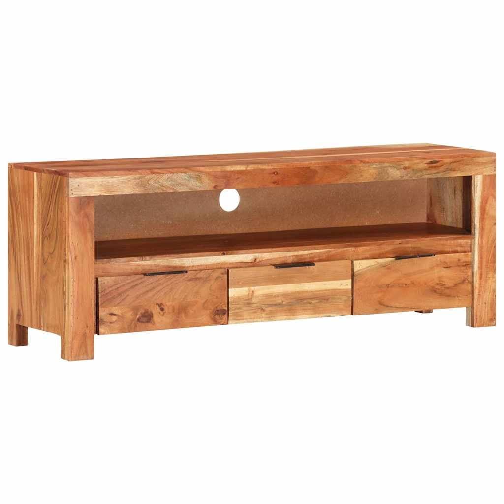 Solid Acacia Wood TV Cabinet 110x30x40 cm in Brown