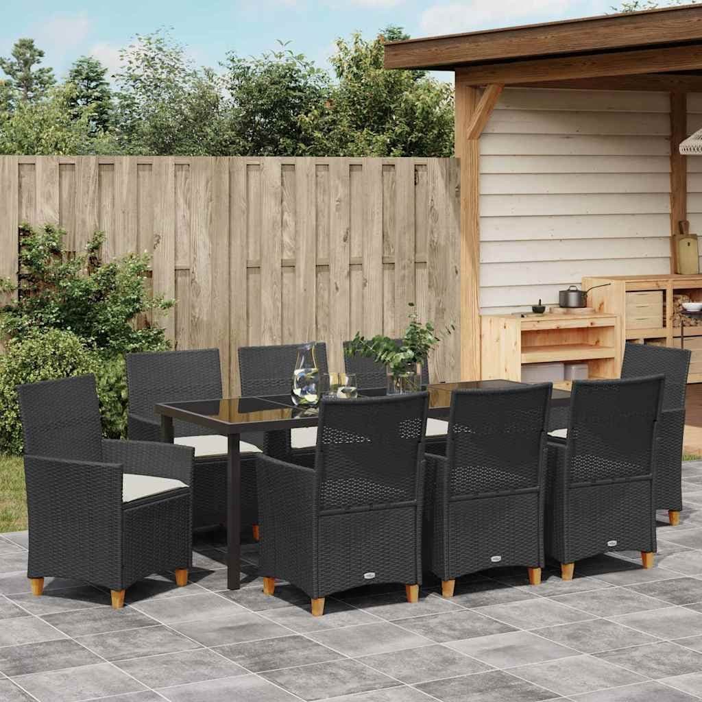 Outdoor 9 Piece Garden Dining Set with Steel Frame