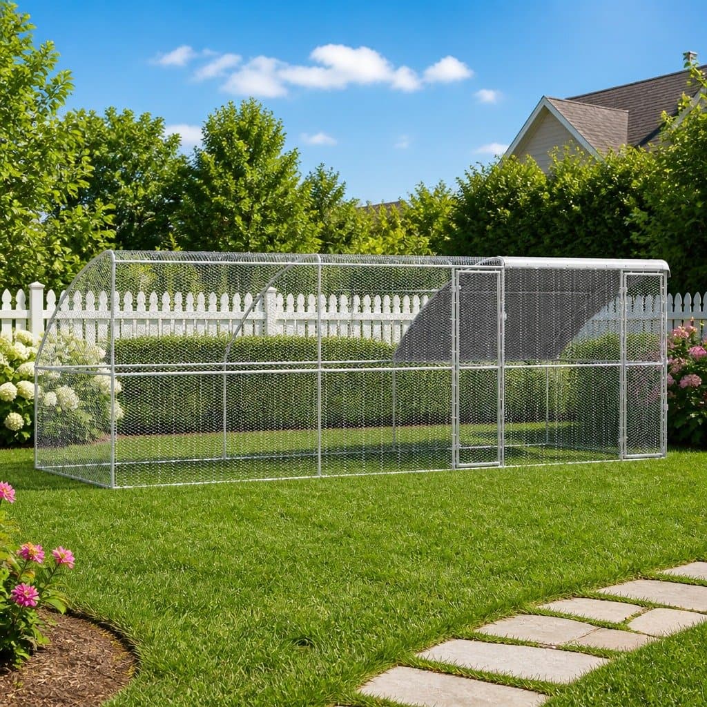 3-Piece Chicken Cage in Silver for Outdoor Use