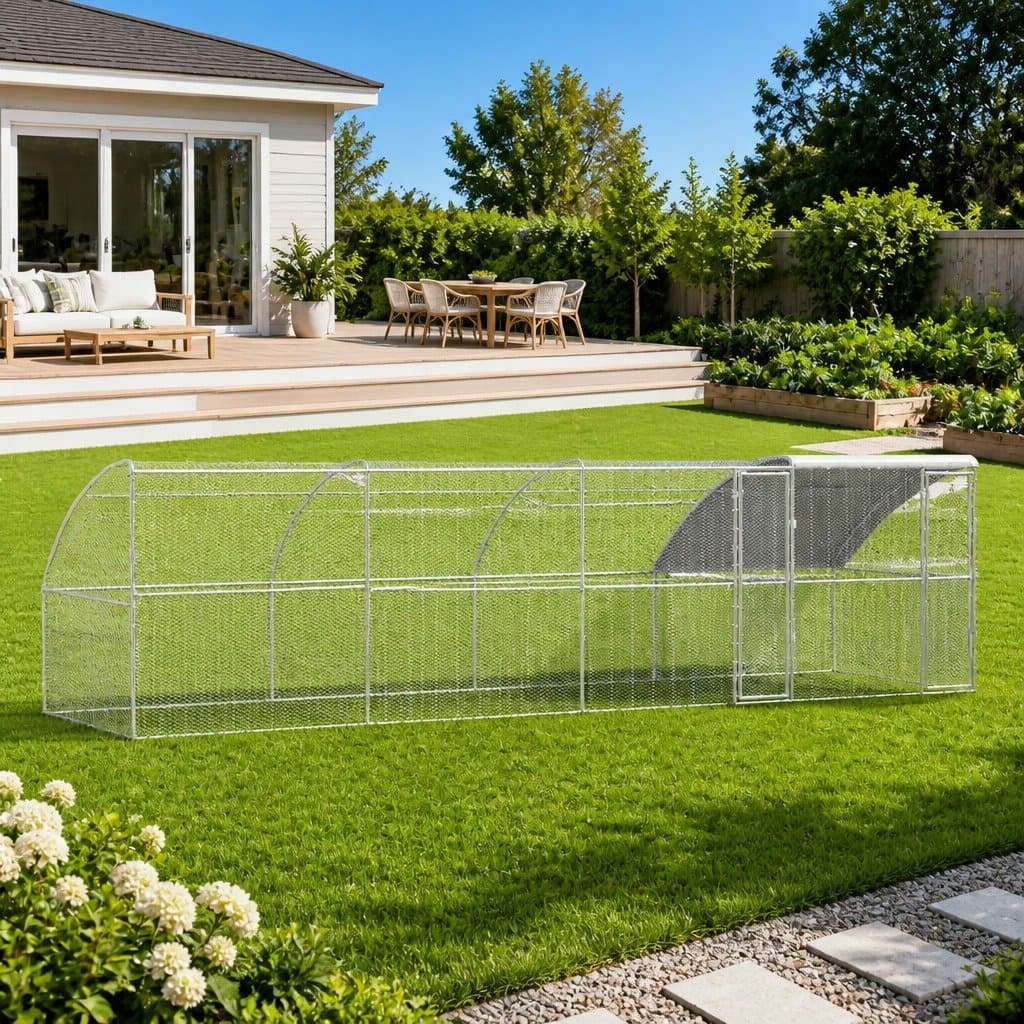 Silver Steel Chicken Cage 4 pcs Outdoor Aviary