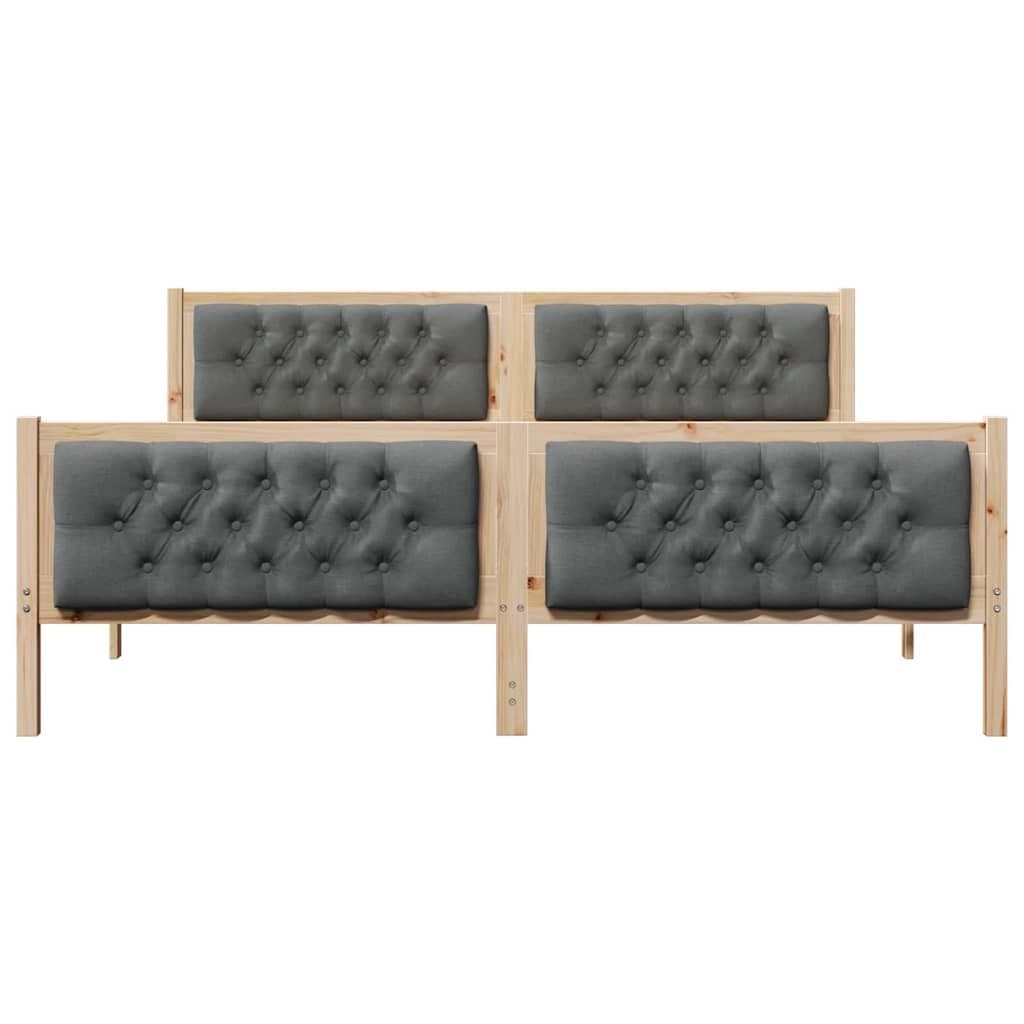 Solid Pine Wood Bed Frame with Padded Headboard 180 x 200 cm