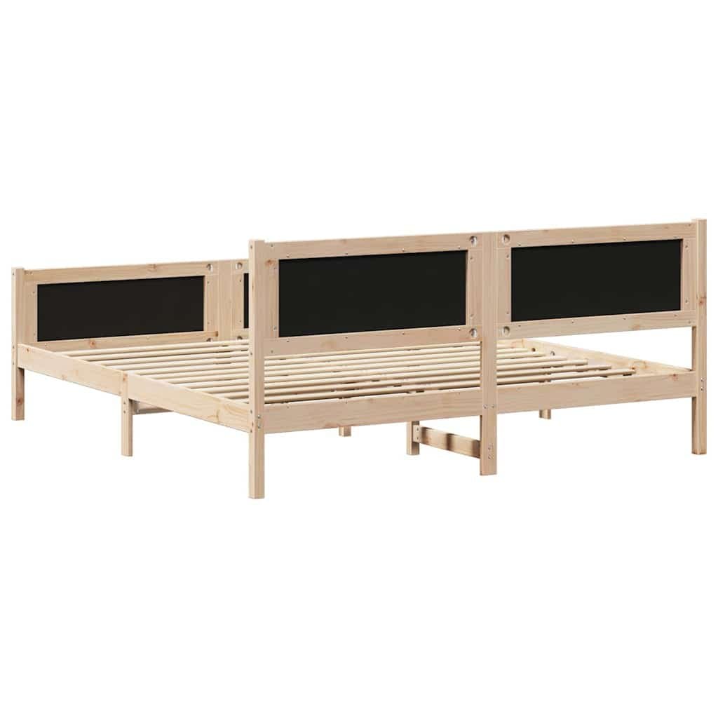 Solid Pine Wood Bed Frame with Padded Headboard 180 x 200 cm