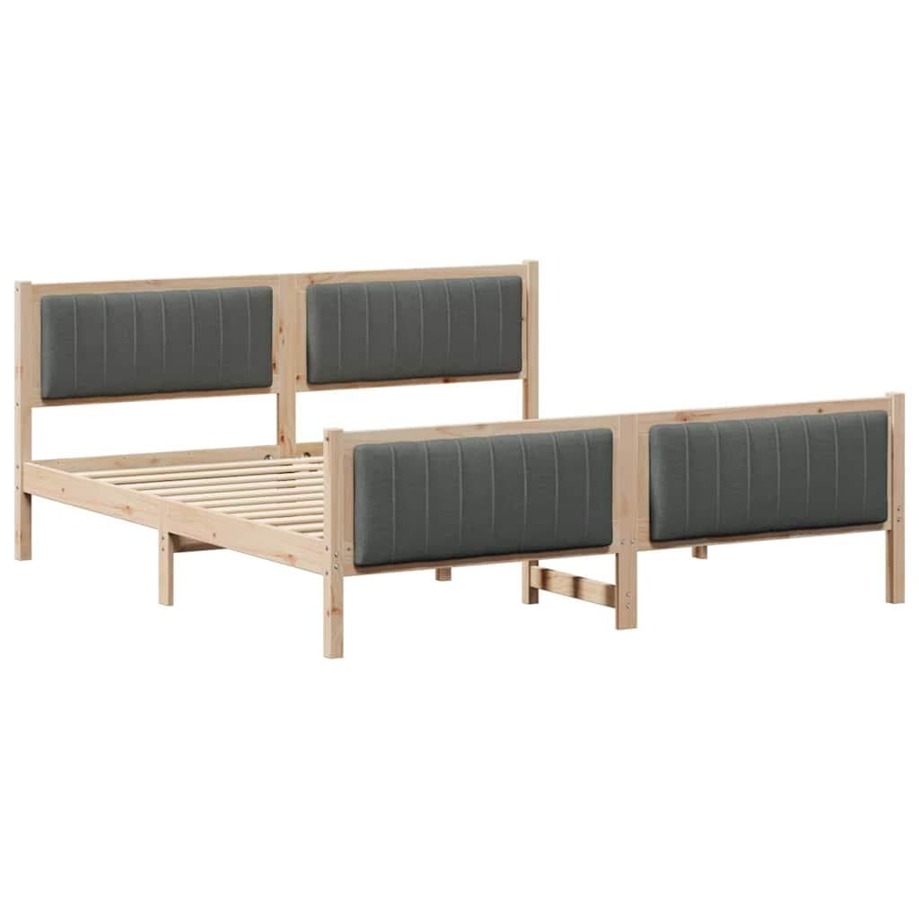 Solid Pine Wood Bed Frame 180 x 200 cm in Brown and Dark Grey